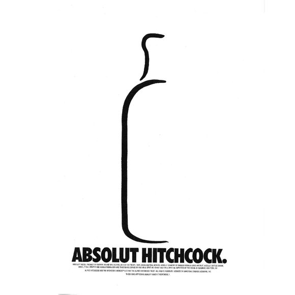 Absolut Hitchcock Vodka ADVERT 1990s Alfred Movie Director  Vintage Print Ad - Picture 1 of 2